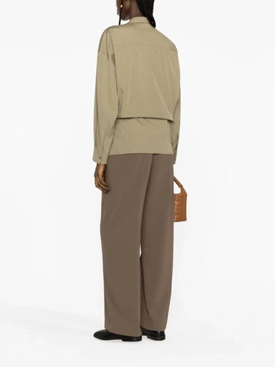 Shop Lemaire Women Straight Collar Twisted Shirt In Gr641 Dusty Khaki