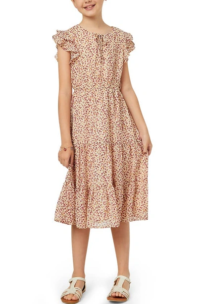 Shop Hayden Girls Kids' Tiered Floral Dress In Cream Mix