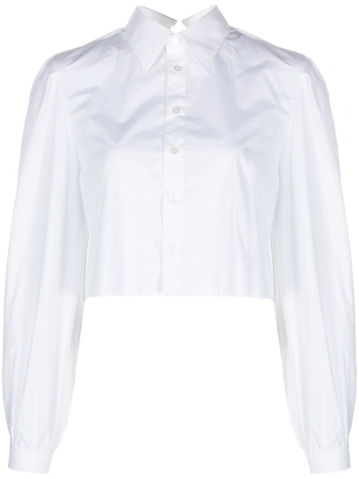 Shop Mm6 Maison Margiela Mm6 Women Crop Long-sleeved Shirt In 100 White