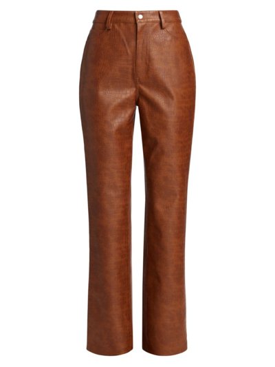 Shop Wayf Women's Lenny Croc Faux-leather Pants In Brown