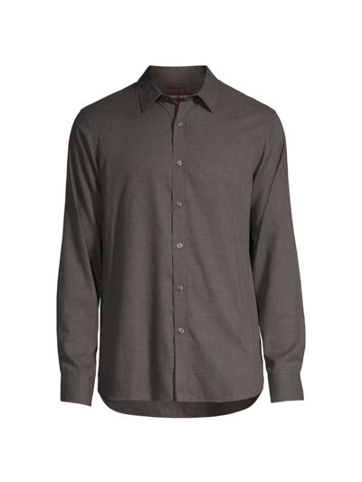Shop Michael Kors Men's Cotton Button-front Shirt In Ash Melange