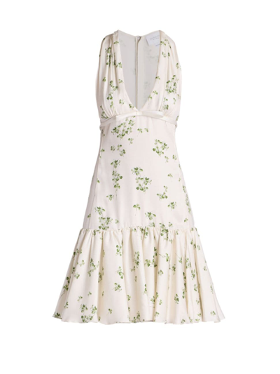 Shop Giambattista Valli Women's Floral Sleeveless Fit & Flare Mini-dress In Ivory Green