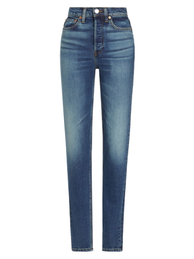 Shop Re/done Women's High-rise Skinny Jeans In Azzurro