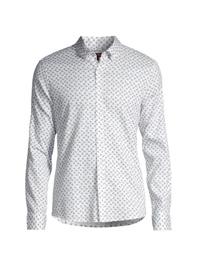 Shop Michael Kors Men's Branch Cotton Button-down Shirt In White