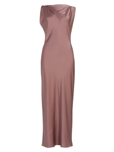 Shop Wayf Women's Kate Satin Draped Maxi Dress In Mauve