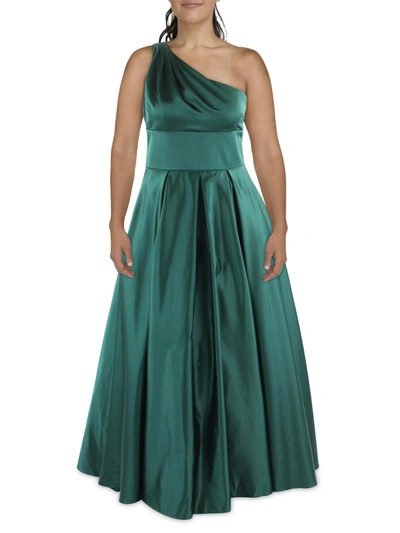 Shop Blondie Nites Juniors Womens One Shoulder Maxi Evening Dress In Green