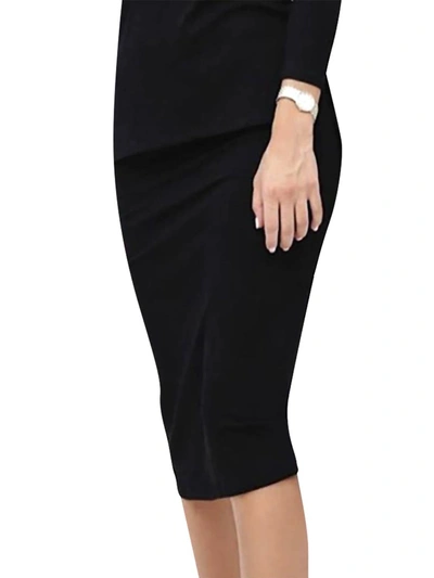 Shop Daniella Faye Ribbed Pencil Skirt In Black