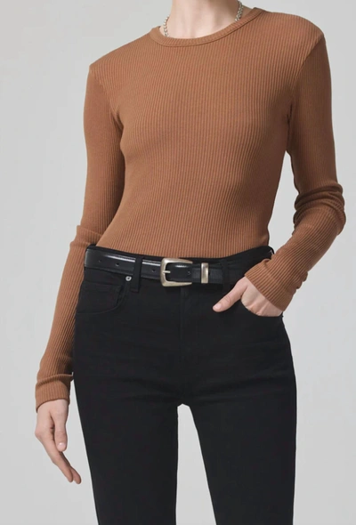 Shop Citizens Of Humanity Bina Crewneck Top In Honey In Gold