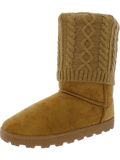 Shop C&c California Cozy Womens Faux Suede Knit Mid-calf Boots In Multi