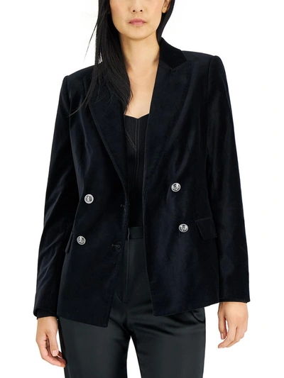 Shop Donna Karan Womens Velvet Suit Separate Double-breasted Blazer In Black