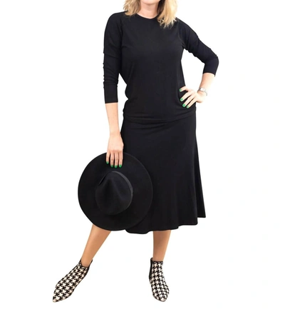Shop Daniella Faye Ribbed A-line Skirt In Black