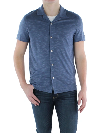 Shop Alfani Mens Short Sleeve Stretch Button-down Shirt In Multi