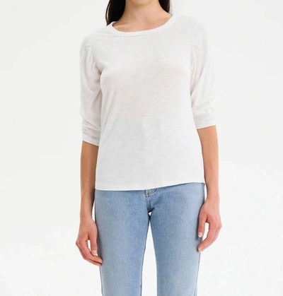 Shop Chrldr Kristina Ruched Sleeve T-shirt In White