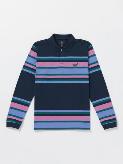 Shop Volcom Sumpter Polo Long Sleeve Shirt - Navy In Blue