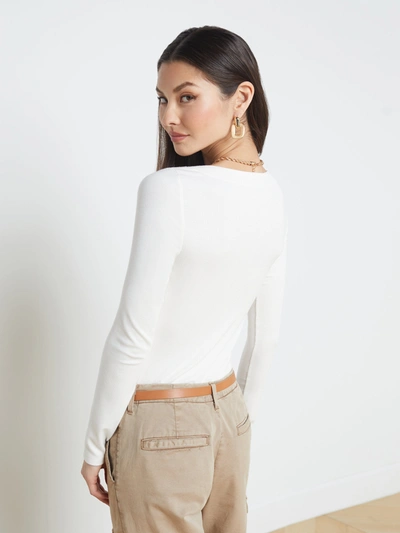 Shop L Agence Joanna Long Sleeve Tee In Off White