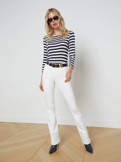 Shop L Agence Lucille Tee In Navy/white Stripe