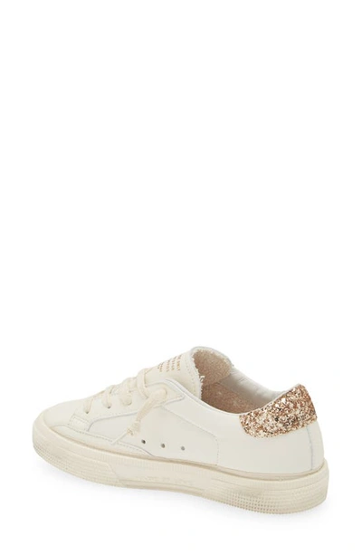 Shop Golden Goose Kids' May Glitter Star Low Top Sneaker In White/ Gold