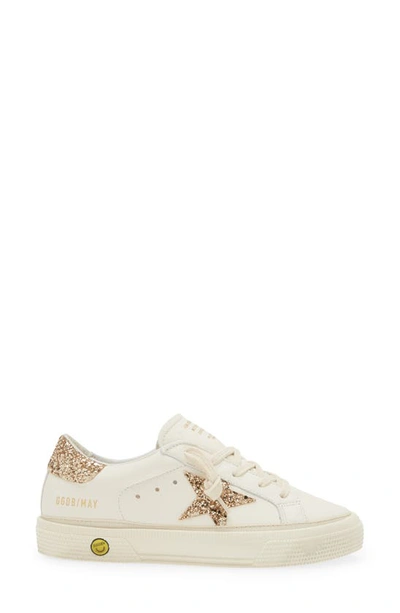 Shop Golden Goose Kids' May Glitter Star Low Top Sneaker In White/ Gold