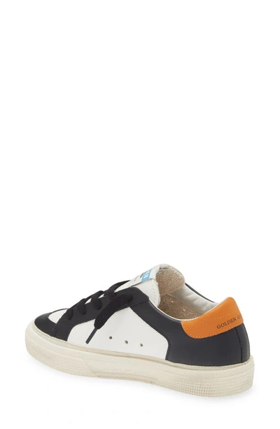 Shop Golden Goose Kids' May Low Top Sneaker In White/ Black/ Orange