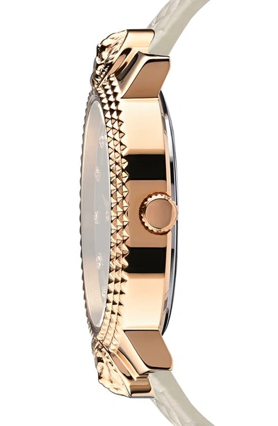 Shop Versus Montorgueil Crystal Index Leather Strap Watch, 38mm In Ip Rose Gold