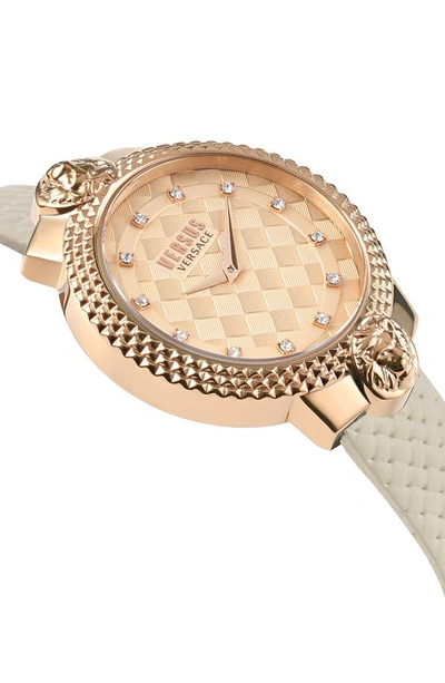 Shop Versus Montorgueil Crystal Index Leather Strap Watch, 38mm In Ip Rose Gold