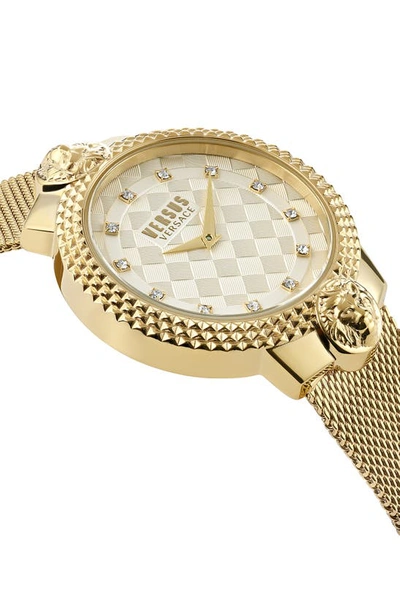 Shop Versus Montorgueil Crystal Index Mesh Strap Watch, 38mm In Ip Yellow Gold