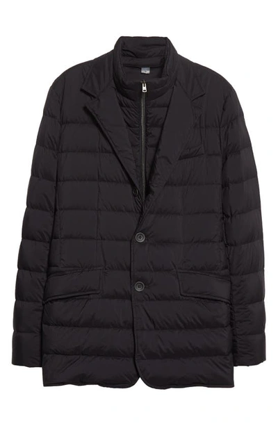 Herno La Giacca Water Resistant Down Blazer With Removable Bib In Black