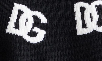 Dolce & Gabbana Intarsia-knit Logo Virgin Wool Jumper In Nero/ Bianco