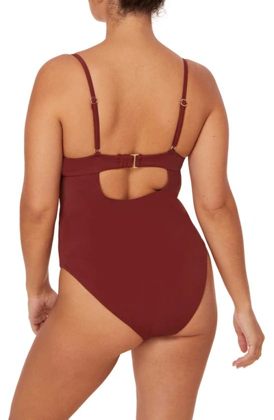 Shop Andie The Bermuda One-piece Swimsuit In Truffle
