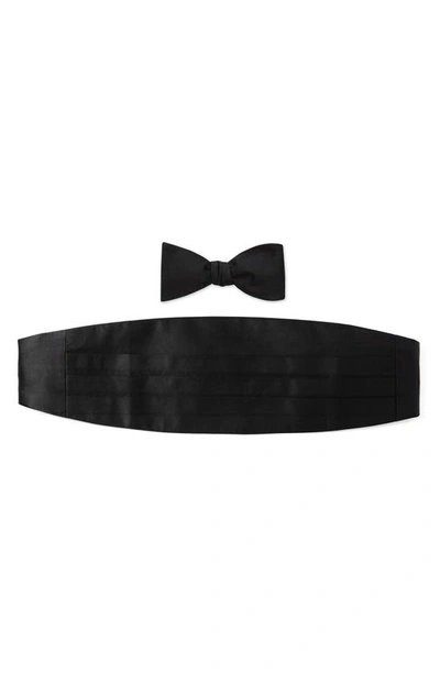 Shop Cufflinks, Inc . Silk Cummerbund & Pre-tied Bow Tie Set In Black