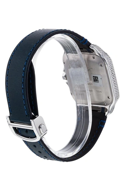 Shop Watchfinder & Co. Cartier  Santos Leather Strap Watch, 35mm In Silver
