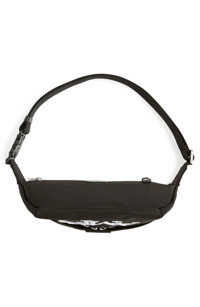 Shop Amiri Staggered Logo Nylon Belt Bag In Black