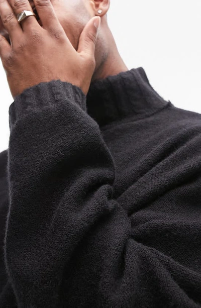 Shop Topman Cable Stitch Trim Mock Neck Sweater In Black