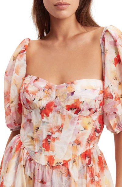 Bardot Kiah Floral Corset Minidress In Painterly Floral