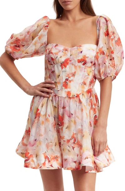 Bardot Kiah Floral Corset Minidress In Painterly Floral
