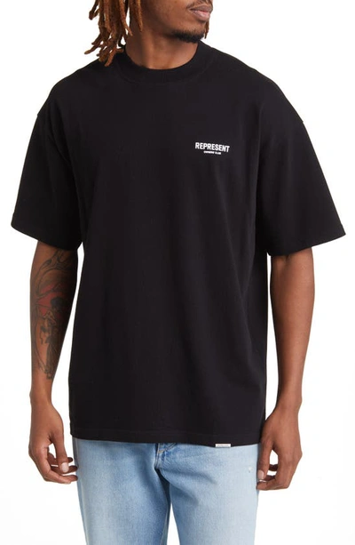 Shop Represent Owners' Club Cotton Logo Graphic T-shirt In Black