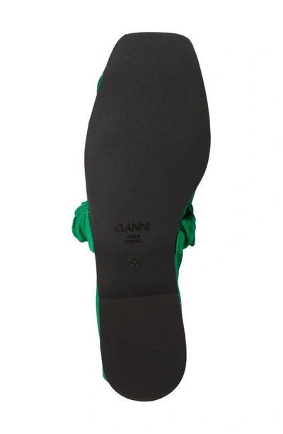 Shop Ganni Ruched Square Toe Ballet Flat In Kelly Green