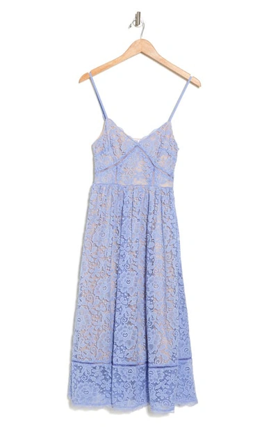 Shop Nsr Crochet Stretch Lace Midi Dress In Peri