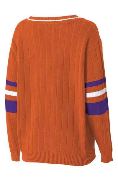 Shop Wear By Erin Andrews University V-neck Cotton Sweater In Clemson University