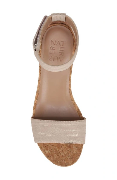 Naturalizer Areda Ankle Strap Wedge Sandal In Fawn Beige Faux Leather