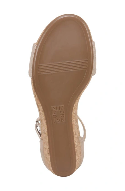 Naturalizer Areda Ankle Strap Wedge Sandal In Fawn Beige Faux Leather