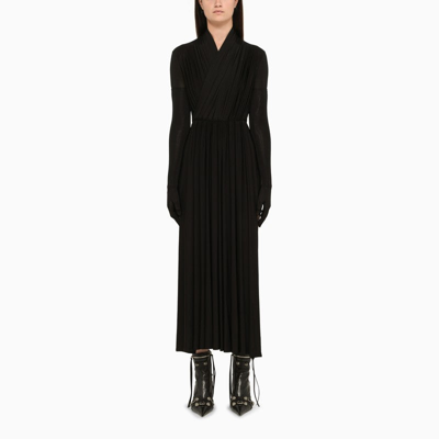 Shop Balenciaga Black Pleated Asymmetric Dress Women