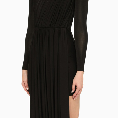 Shop Balenciaga Black Pleated Asymmetric Dress Women
