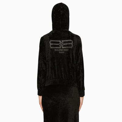 Shop Balenciaga Black Velvet Sweatshirt Women