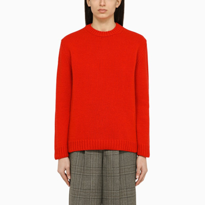 Shop Gucci Red Wool Sweater With Logo Women