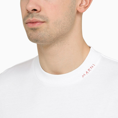 Shop Marni White Oversize T-shirt With Logo Embroidery Men