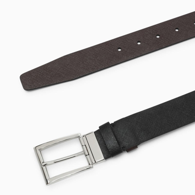 Shop Prada Black/brown Reversible Leather Belt Men