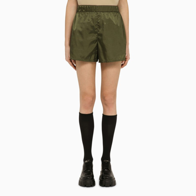 Shop Prada Green Military Re-nylon Shorts Women