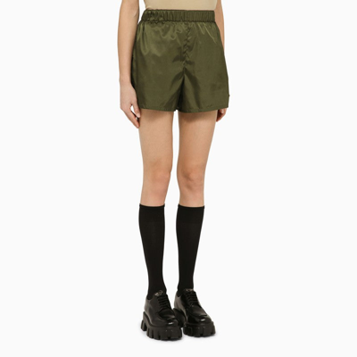 Shop Prada Green Military Re-nylon Shorts Women