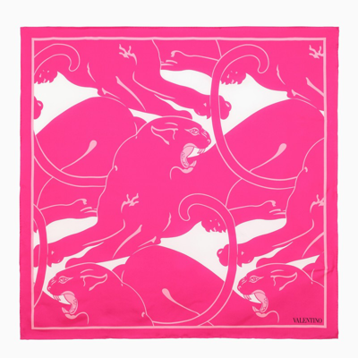 Shop Valentino Garavani Milk/pink Pp Silk Scarf Women